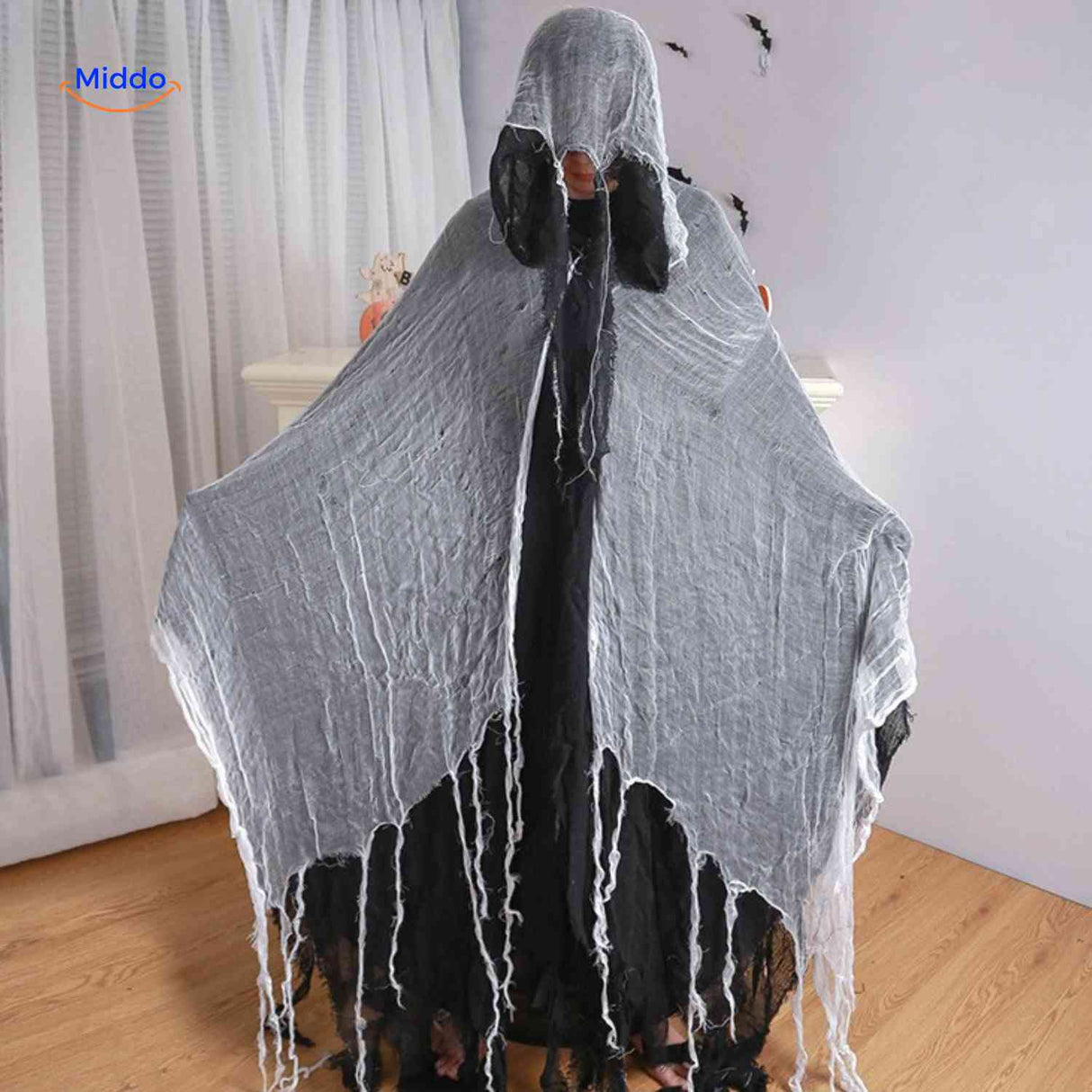ShadowReap halloween cape light gray torn distressed edges