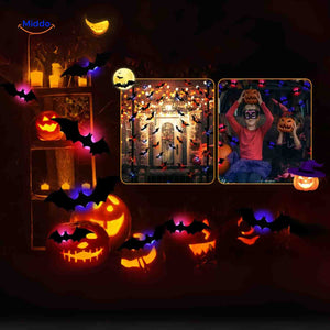 SpookLight LED bat lamp creating festive Halloween party ambiance.