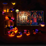 SpookLight LED bat lamp creating festive Halloween party ambiance.