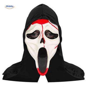Frightening Scream-inspired horror mask for Halloween.