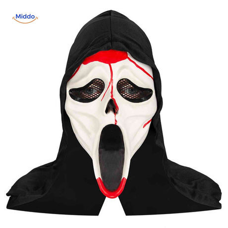 Frightening Scream-inspired horror mask for Halloween.