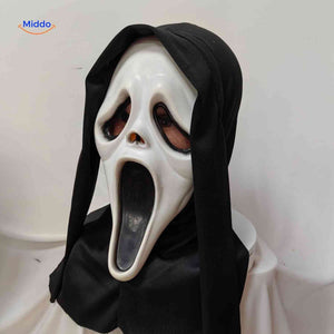 Horror skull mask with open mouth and breathable scream design.