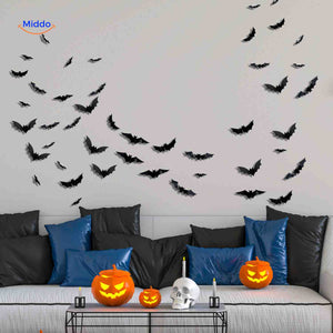 LED bat light mounted on wall for Halloween decoration effect.