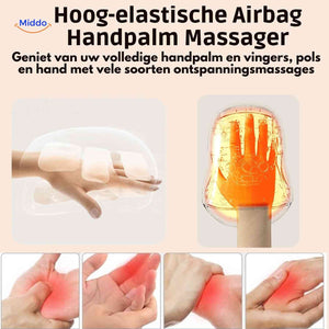 Close-up of airbags applying targeted compression pressure to palm and fingers