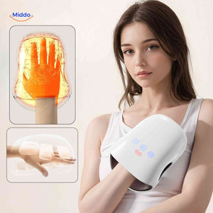Hand massager with infrared heat and air compression bags for joint pain relief
