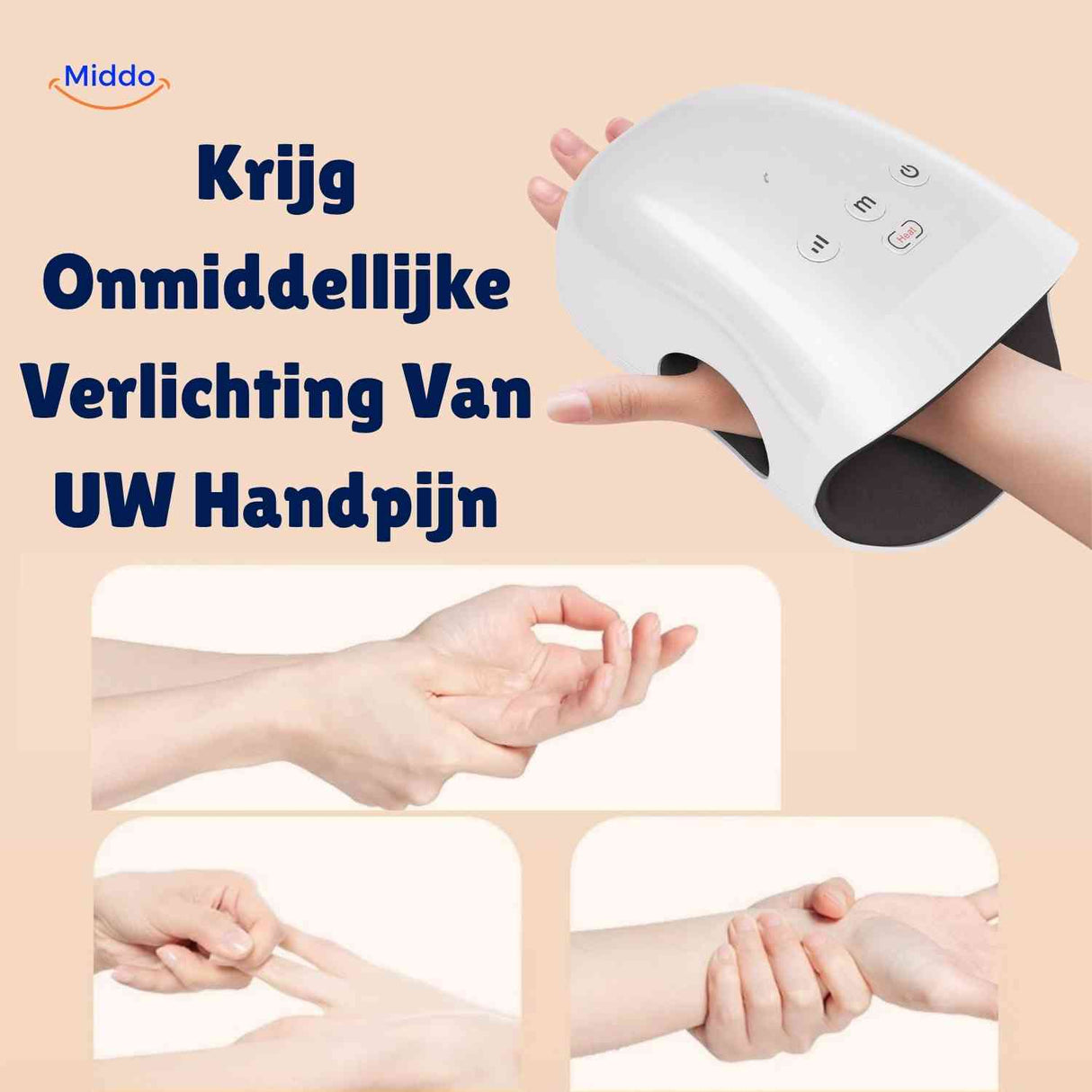 Hand massager providing instant relief for hand and joint pain with heat and compression