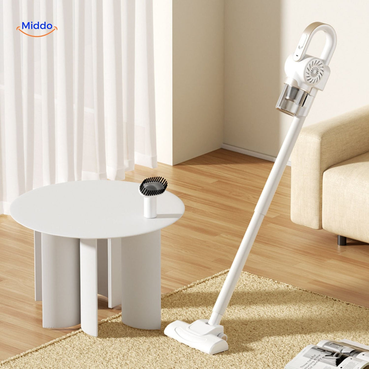 MopVac Pro handheld with powerful suction for deep mite removal.