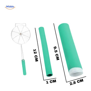 Green silicone handle protector 12cm size with anti-slip heat resistance.
