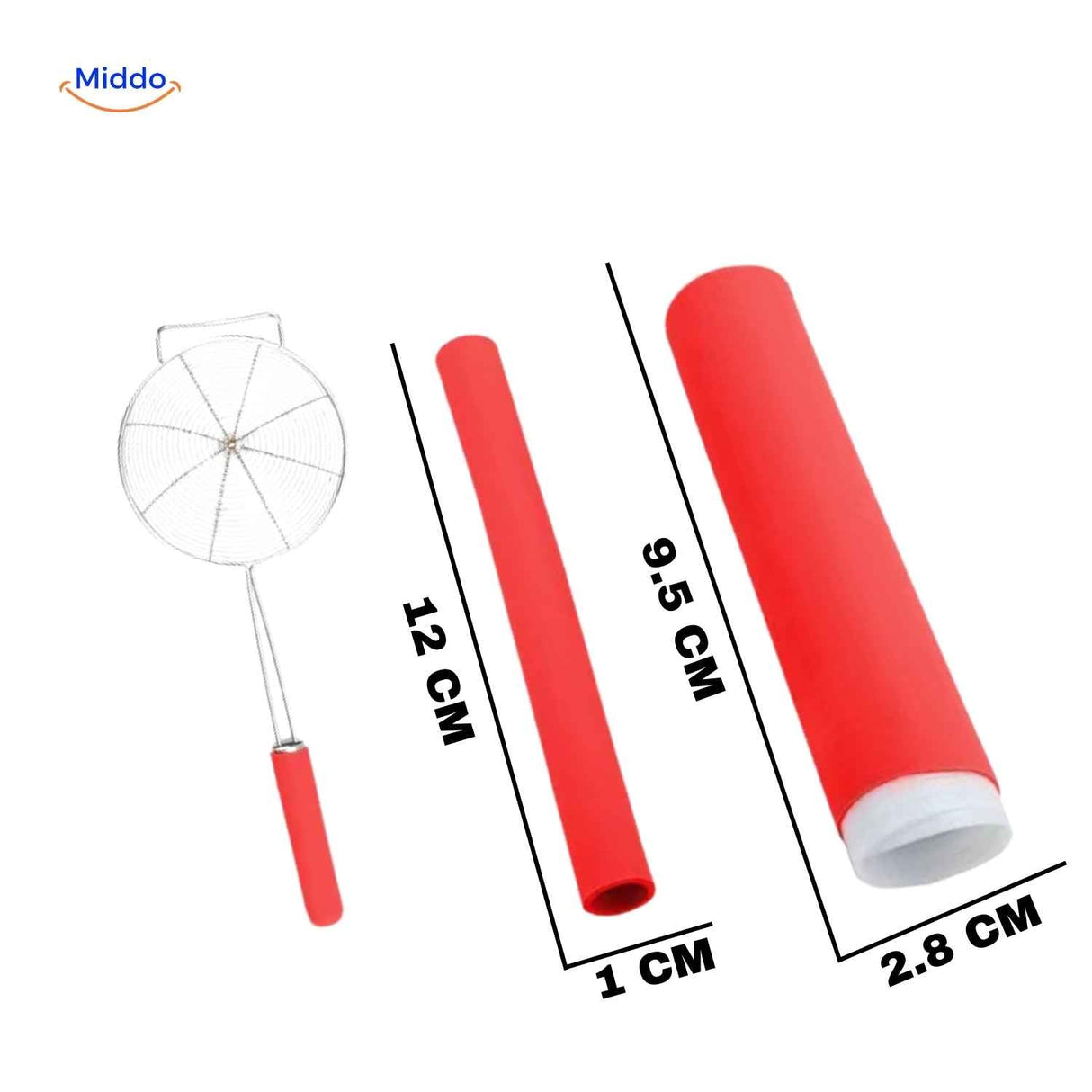 Red silicone handle protector 12cm size heat-resistant for small handles.