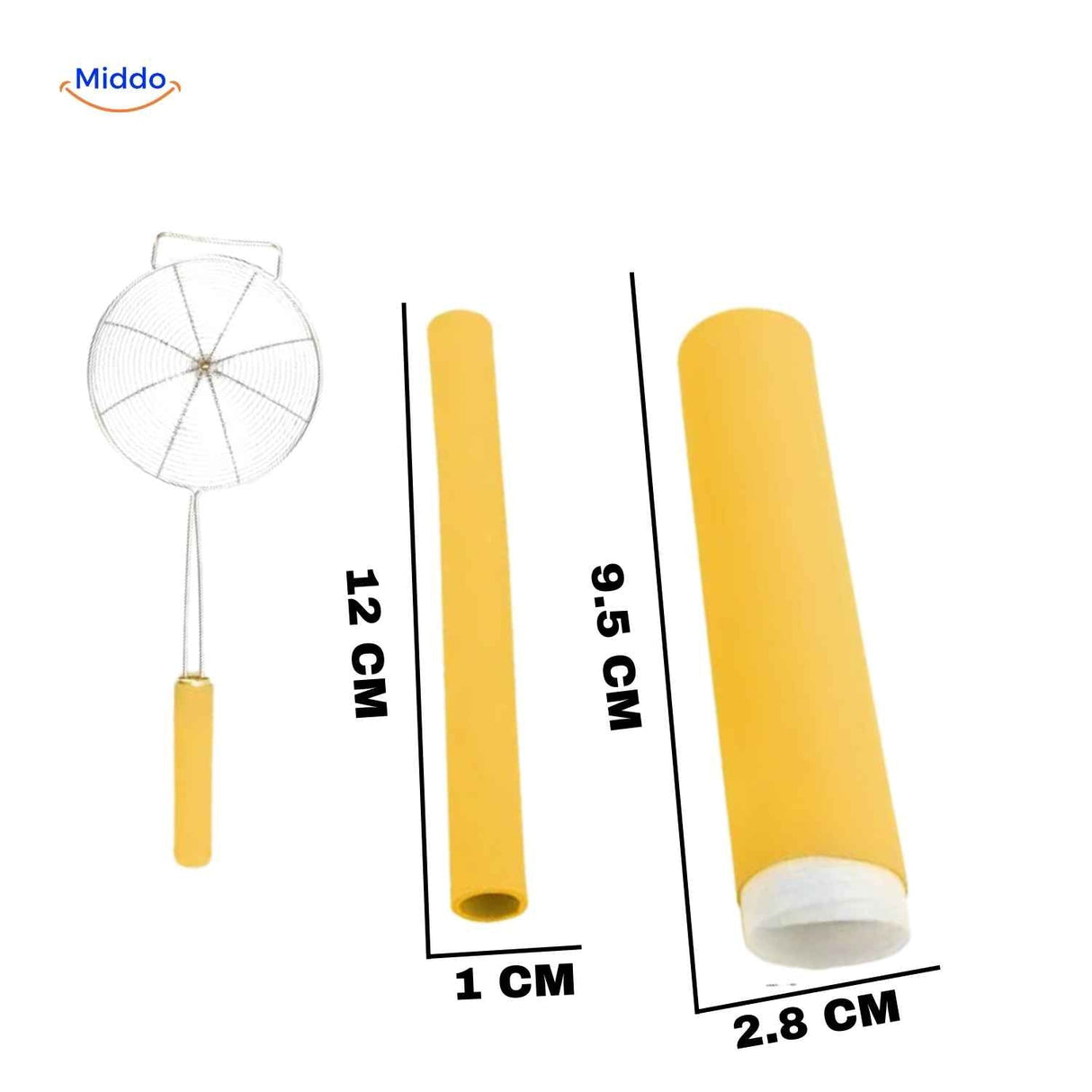 Yellow silicone handle protector 12cm size provides burn protection grip.
