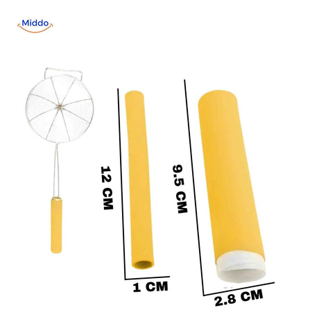 Yellow silicone handle protector 12cm size provides burn protection grip.