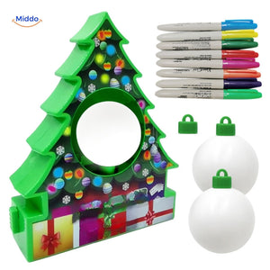 Handmade wooden ornaments and painting tools from TreeMendous DIY Christmas decoration kit.