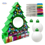 Handmade wooden ornaments and painting tools from TreeMendous DIY Christmas decoration kit.