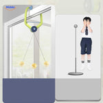 Hanging trainer complete set with rackets and five training balls included.