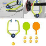 Hanging trainer positioned on elevated shelf with two paddles attached.