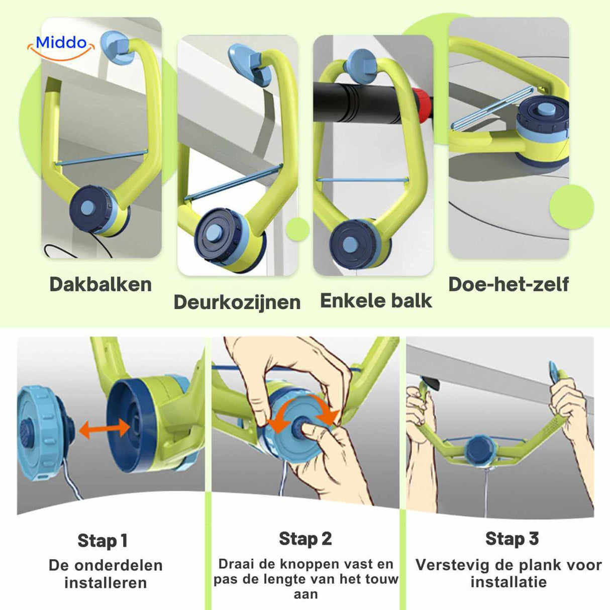 Hanging table tennis trainer set with paddles and ball for hand-eye coordination.