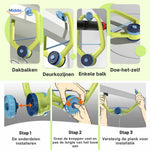Hanging table tennis trainer set with paddles and ball for hand-eye coordination.