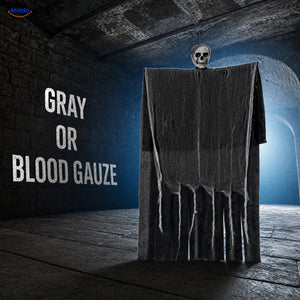 HauntCraft™ Gray Gauze Hanging Halloween Skull Ghost Decoration | For Spooky Scene Setups - conversion problem solution blood
