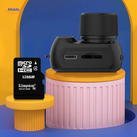 Mini camera with microSD card slot for expandable storage capacity
