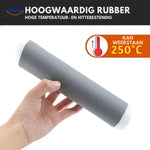 Silicone handle protector withstands heat up to 250 degrees for all cookware.