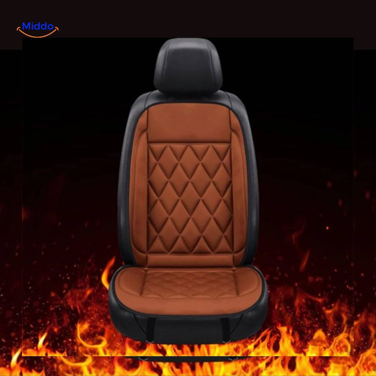 Winter heated seat cushion with premium upholstery and visible heating element warmth effect.