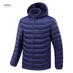 Blue heated hoodie designed for maximum winter comfort and style.