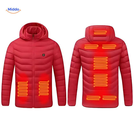 Heated hoodie in slim fit with contemporary design and warmth.