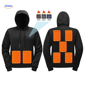 Black and gray heated hoodie color options with full temperature control.