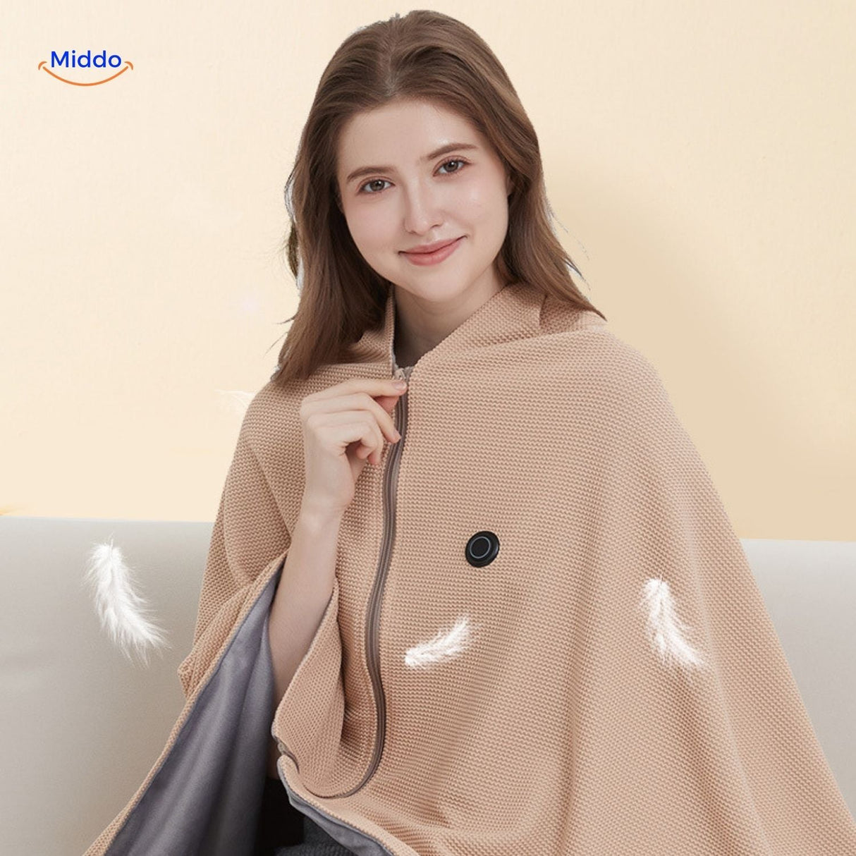 USB heated scarf with fast graphene warming technology for instant comfort.