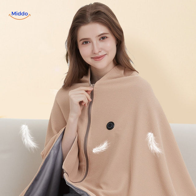 USB heated scarf with fast graphene warming technology for instant comfort.