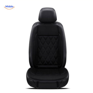 Premium heated car seat cushion with diamond-quilted upholstery design for comfort and support.