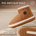 CozyFlex heated shoes with non-slip sole for stability and safety.