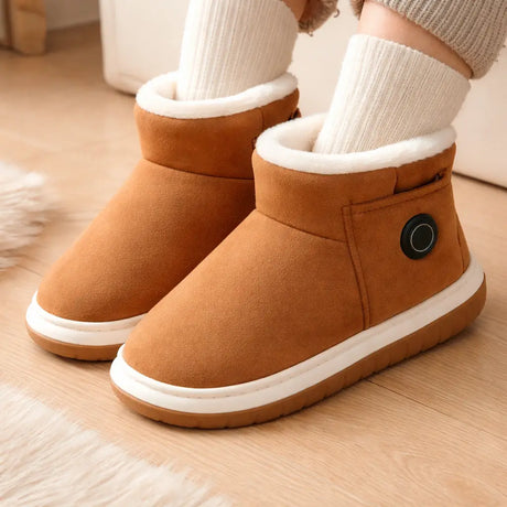 CozyFlex heated shoes in rich brown, stylish and warm.