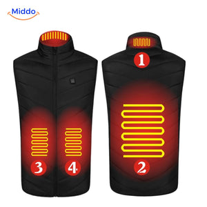 Blue HeatGuard vest with 4 heat zones for essential body warmth.