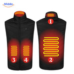 Blue HeatGuard vest with 4 heat zones for essential body warmth.