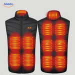 Red HeatGuard vest featuring 8 independent heating zones.