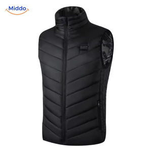 Black HeatGuard vest with 9 independent heating zones for targeted warmth.
