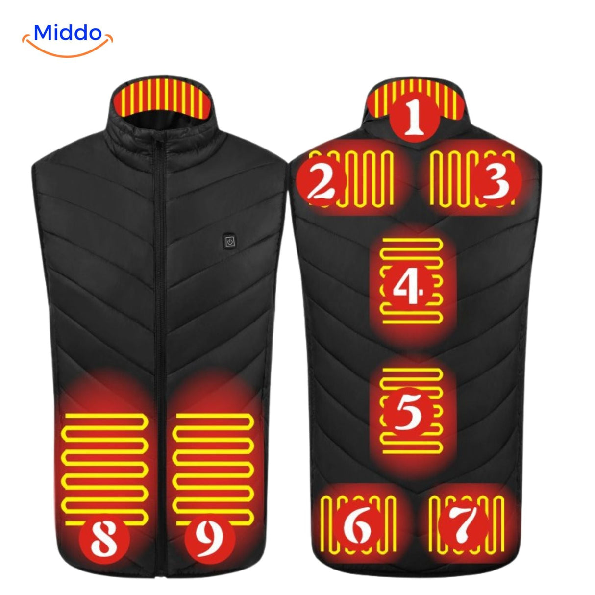 HeatGuard heated vest with 9 thermal zones for customizable warmth.