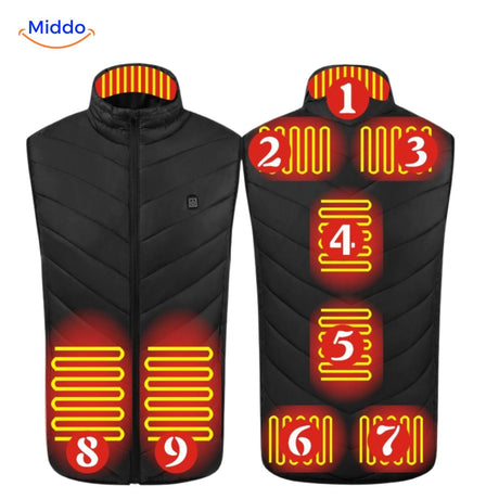 HeatGuard heated vest with 9 thermal zones for customizable warmth.