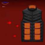Black electric HeatGuard heated vest with USB power technology.
