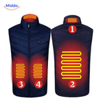 HeatGuard heated vest glowing orange showing active heating elements.