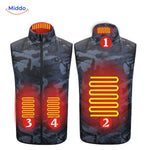 Red HeatGuard vest with distinct thermal zones for therapeutic warmth.