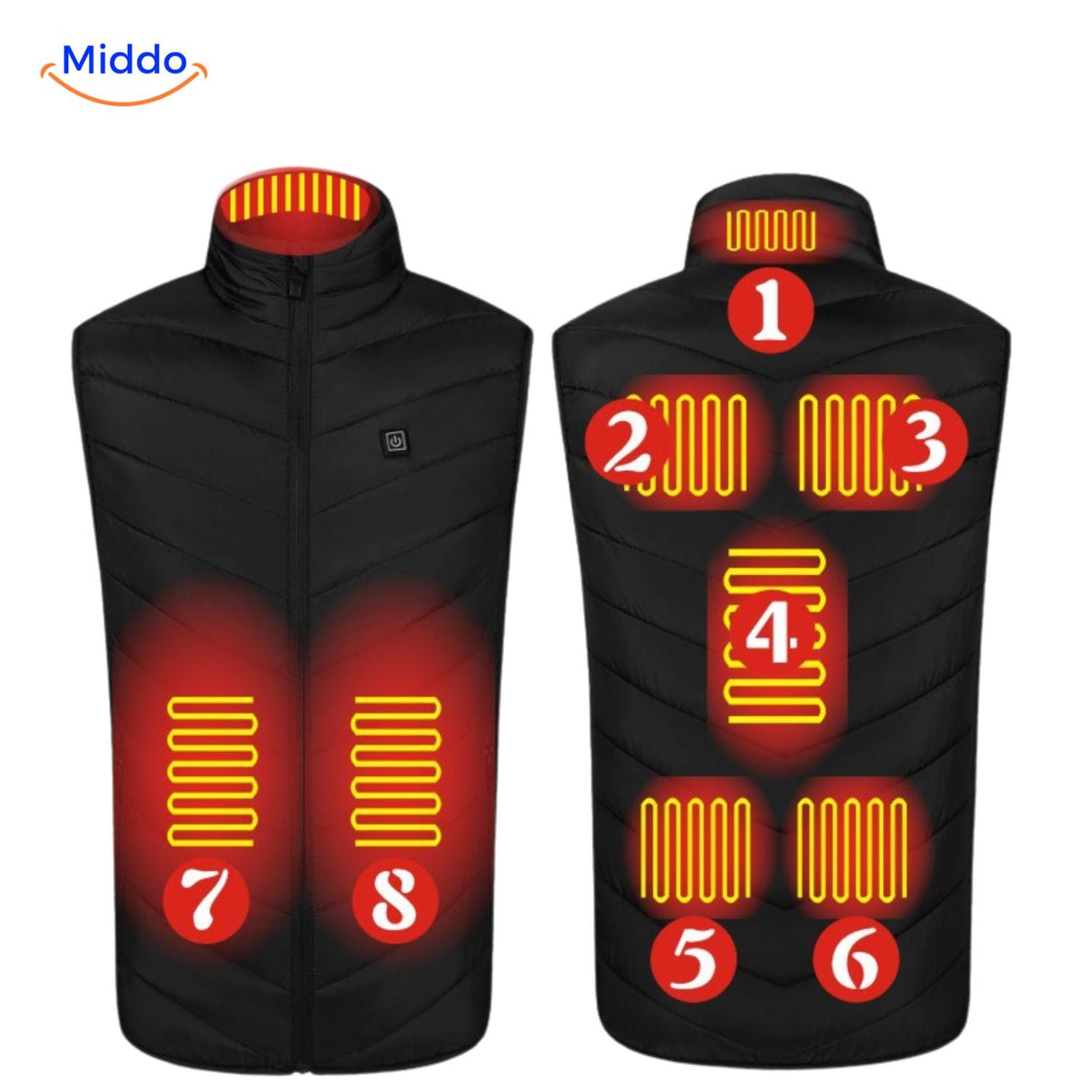 Blue HeatGuard heated vest with distributed thermal zones.
