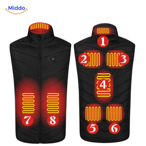 Blue HeatGuard heated vest with distributed thermal zones.