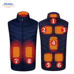 Red HeatGuard heated vest with multiple heating zones for warmth.