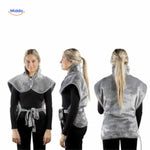 Side view of heating pad showing full 360 degree design for complete shoulder coverage.