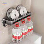 Ultra-sturdy weight-bearing stainless steel suction shelf with hooks.