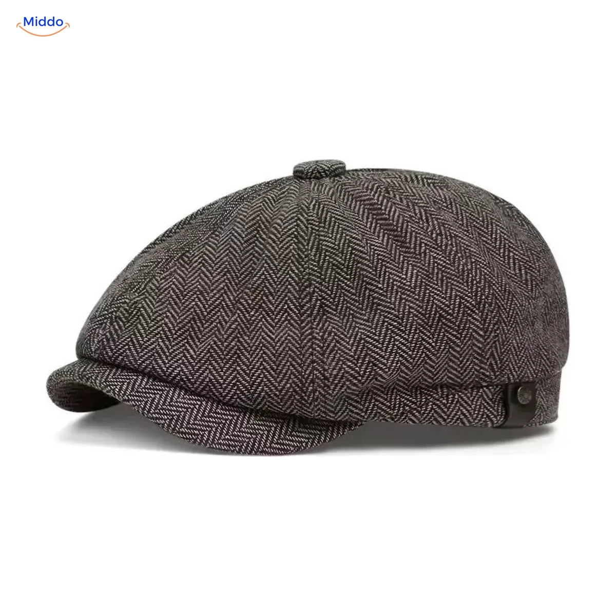 Heritage Eight flat cap, Herringbone khaki