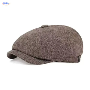 Heritage Eight flat cap, Small check khaki