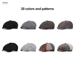 Selection of Heritage Eight flat caps from twenty colors and patterns
